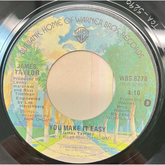 James Taylor You Make It Easy / Woman's Gotta Have It 45 Rock Vinyl 1976 - Picture 1 of 6